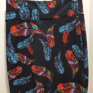 Lula Rue Black Shirk with Feathers Multi Color